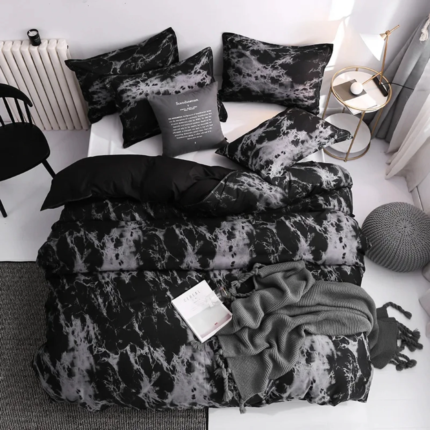 

Printed Marble Bedding Set White Black Duvet Cover King Queen Size Quilt Cover Brief Comforter Cover 3Pcs