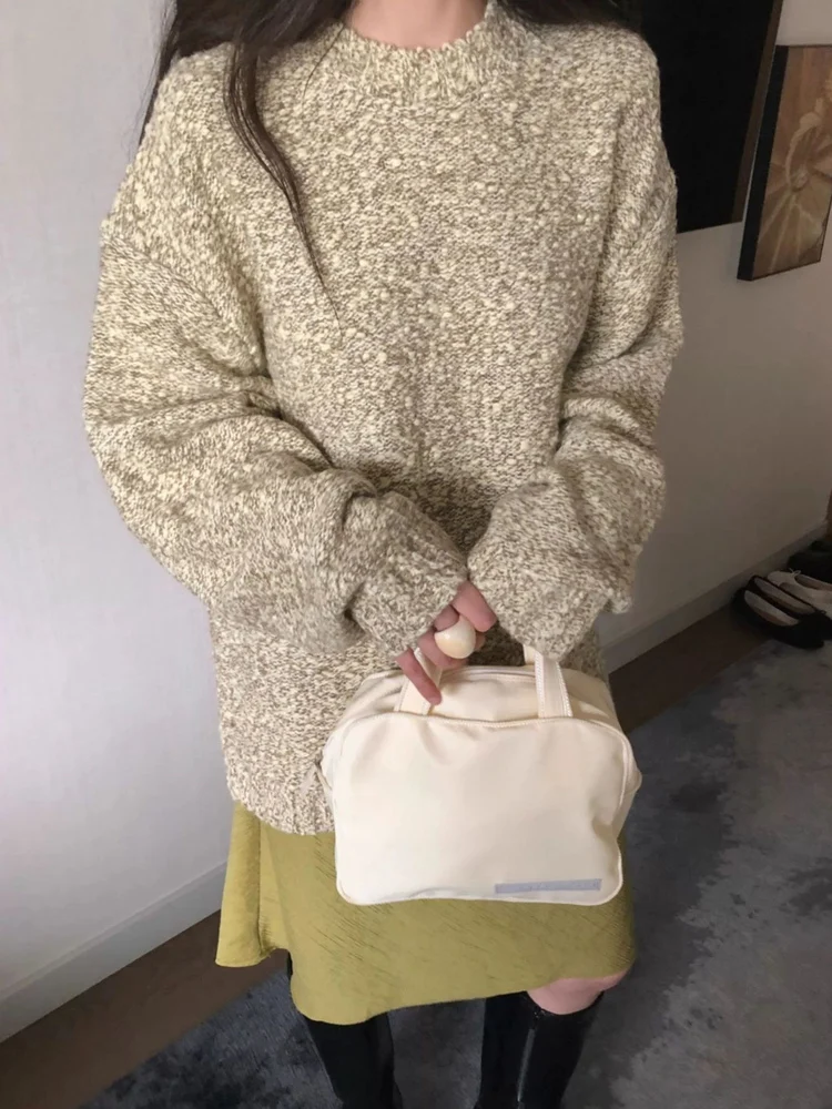 سترة فضفاضة طويلة Sve مستديرة للنساء كبيرة الحجم كسول الكتف قطرة الكتف علوية بوابة دونغدا صلصة الطفل مختلط الألوان