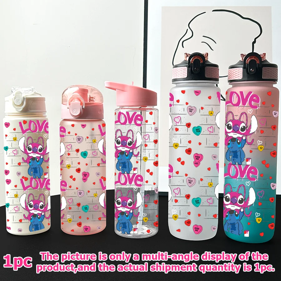

1 шт., различные пластиковые бутылки для воды Disney, Stitch, Love с принтом 23-32 унций, портативные спортивные чашки для воды, подарки на день рождения