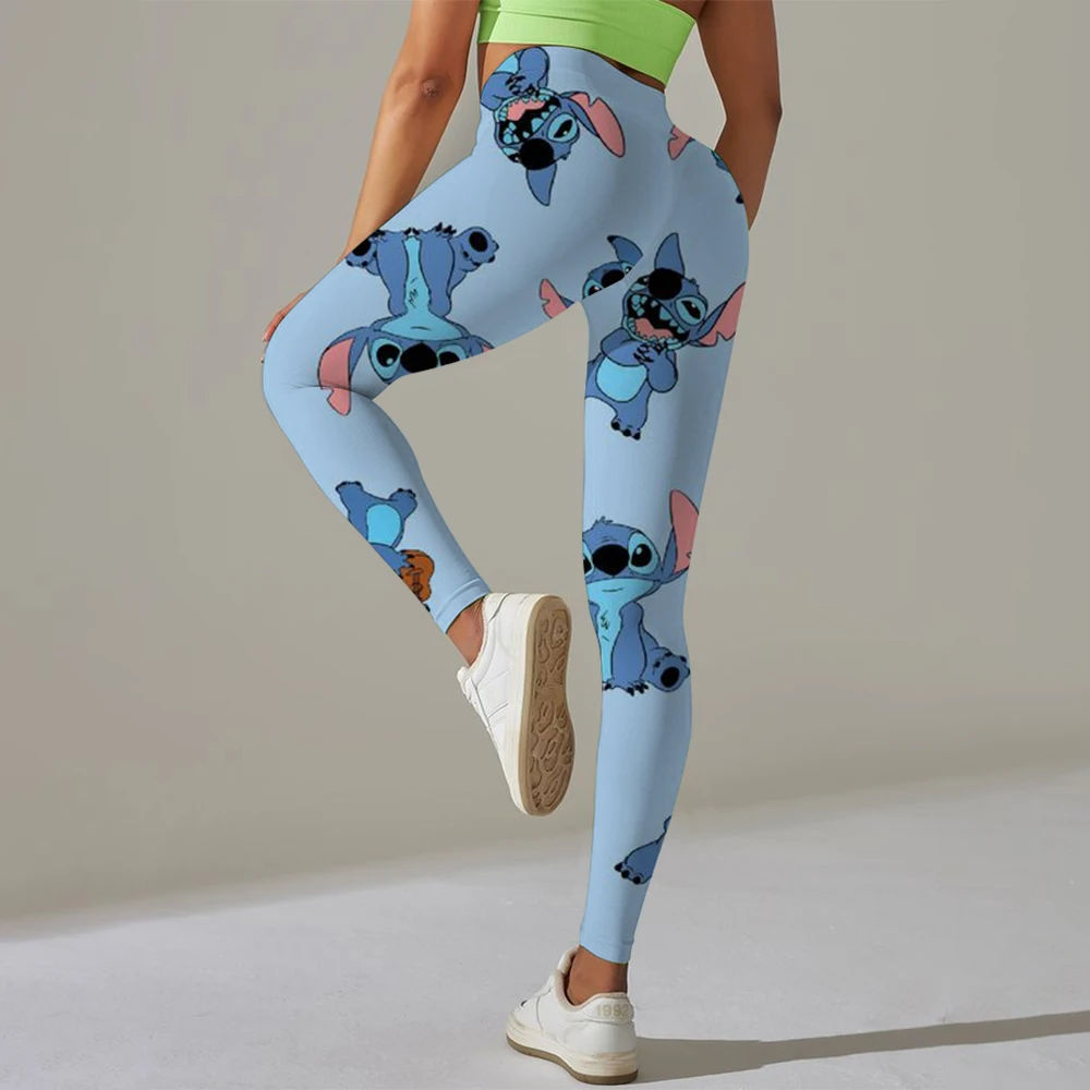 Disney Stitch print High Waist Yoga Legging Women Sport Cropped Pants Butter Athletic Gym Comprehensive Training Jog