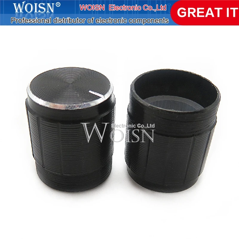 100pcs/lot 15x17mm 15*17mm Aluminum Alloy Potentiometer Knob Plum Blossom Volume Adjustment Knob Hat Black