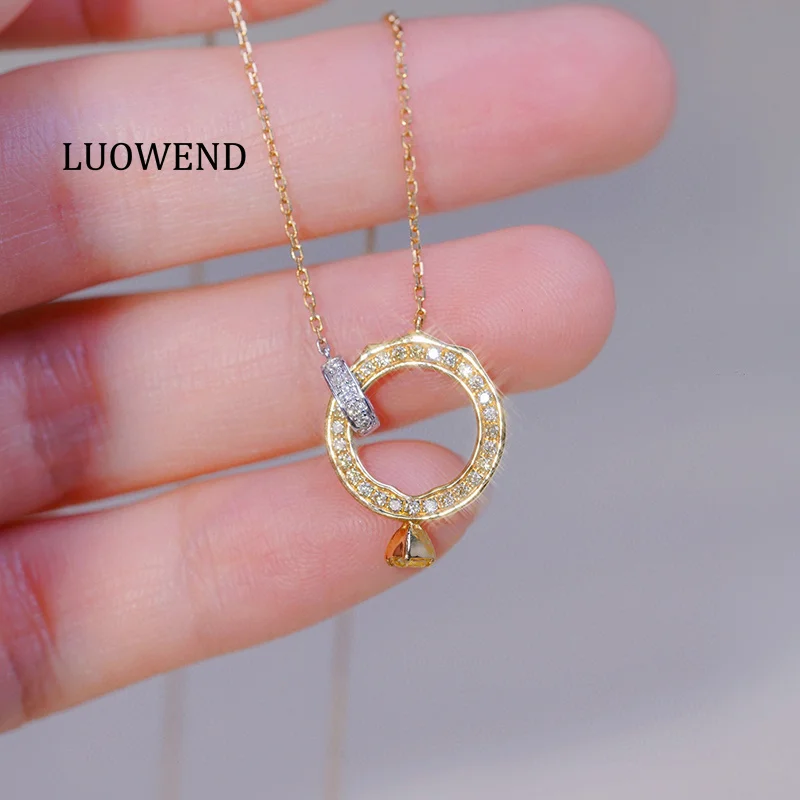 

Ожерелье LUOWEND из 100% 18-каратного белого и желтого золота, модное ожерелье в стиле INS, настоящее натуральное ожерелье с желтыми и белыми бриллиантами для женщин, подарок на день рождения