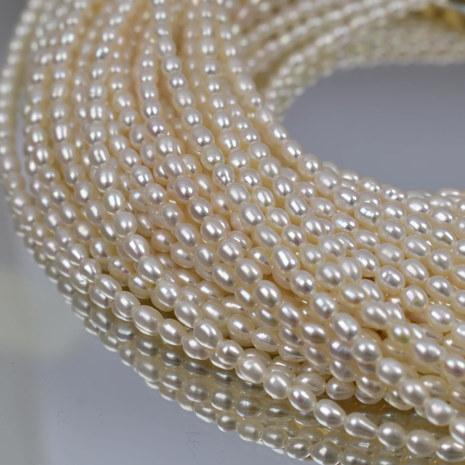 

3.5-4mm Rice Bead Natural Freshwater Pearls Necklace Semi-Finished Jewelry Making DIY Bracelets Earrings Accessories Wholesale