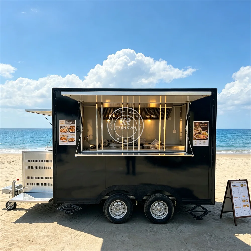 Professional Ice Cream Truck Modular Kitchen Street Food Truck Customized Stainless Steel Interior Food Trailer Fully Equipped