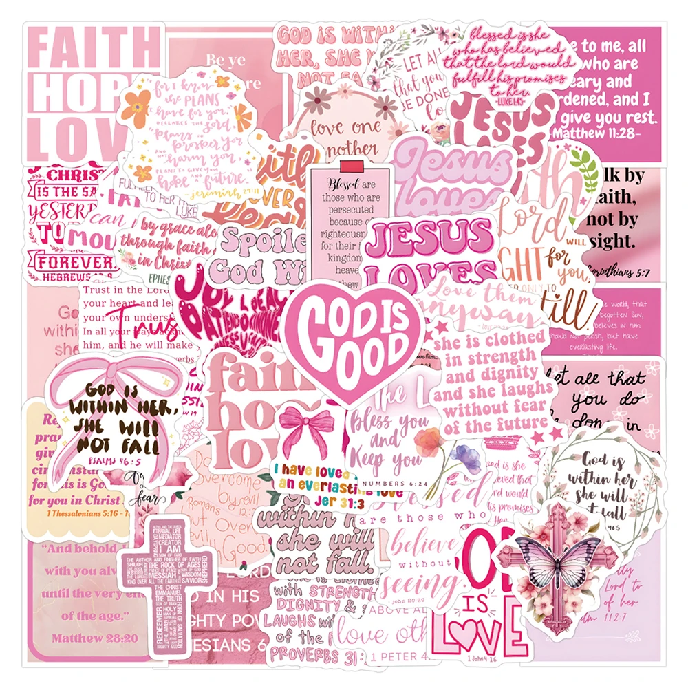 10/30/50/110 Stück süße rosa Cartoon Bibel motivierende Aufkleber Laptop Notebook Kühlschrank Telefon Graffiti Scrapbooking Aufkleber Aufkleber