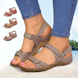 Sandalias planas cómodas con costuras suaves para mujer, zapatos de playa de suela suave, talla grande 43, 2023