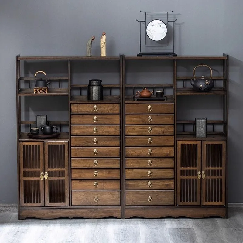 Rack Floor-to-ceiling antique Pu'er multi-layer tea rack, tea cabinet, shelf cabinet, Duobao Pavilion storage display cabinet