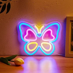 Chi-buy LED Neon Butterfly USB Powered Neon Signs Night Light 3D Wall Art & Game Room Bedroom Living Room Decor Lamp Signs