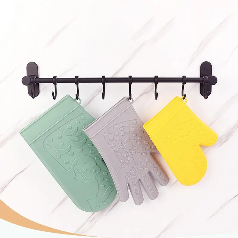 Heat Resistant Oven Gloves 1 Pair Silicone Professional Mitts Non Slip for Baking Cooking Roasting and Kitchen Safe Handling