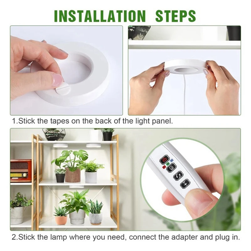 TKOH-Spectre completo LED Coltiva la luce Temporizzatore di accensione/spegnimento automatico Soffitto sotto l'armadio Lampada per coltivazione di piante Halo Luce gialla e bianca