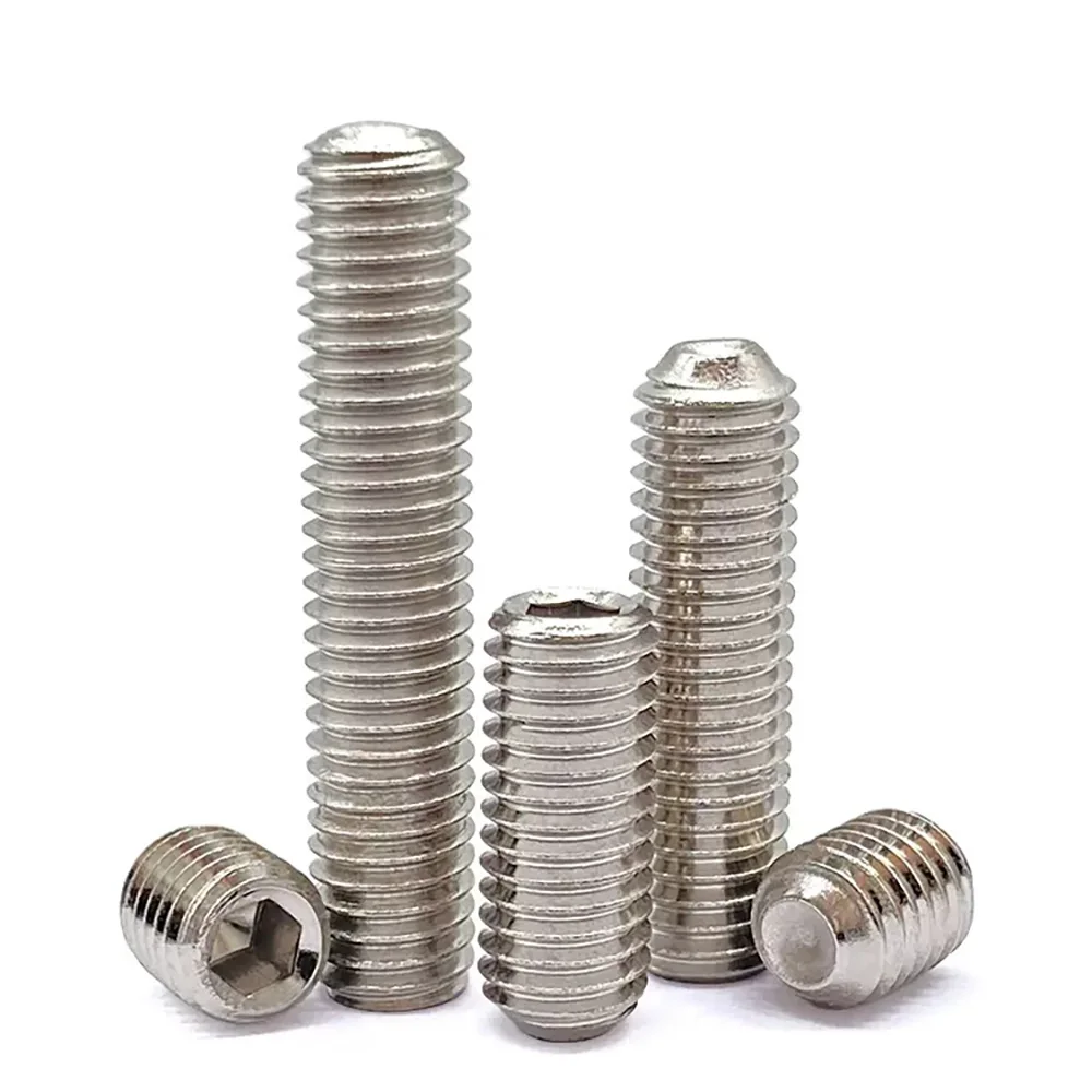 Alloy Steel Nickel Plated Slotted Concave Headless Set Screws M2.5 M3 M4 M5 M6 M8 M10 2.5-40mm For DIY Machinery Build Supplies