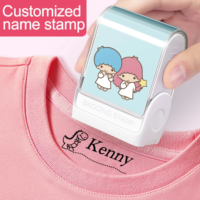 Little Twin Stars individueller Namensstempel für Weihnachtsgeschenke, waschbare, wischfreie Etiketten auf Notizbüchern, Federmäppchen, Schulbedarf