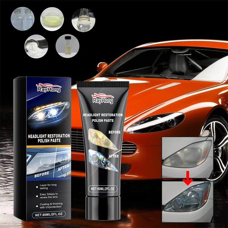 60ml Headlight Restorer Car Headlight Care Paste Advanced Headlight Restorer Headlamp Cleaning Restores Brightness Cleaner