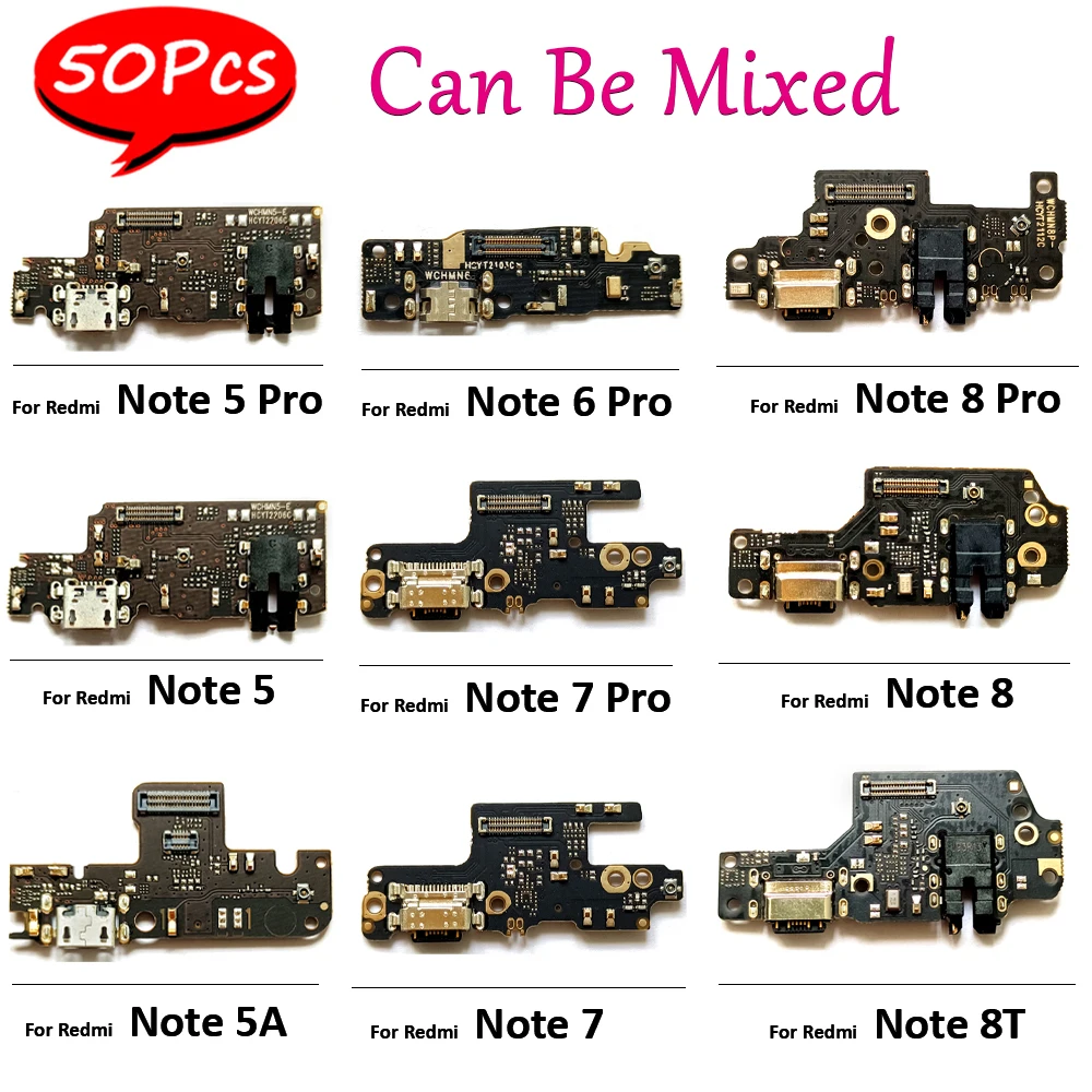 

50Pcs/Lot, Tested NEW USB Charge Port Jack Dock Connector Charging Board Flex Cable For Xiaomi Redmi A1 Note 8T 8 7 6 5 Pro