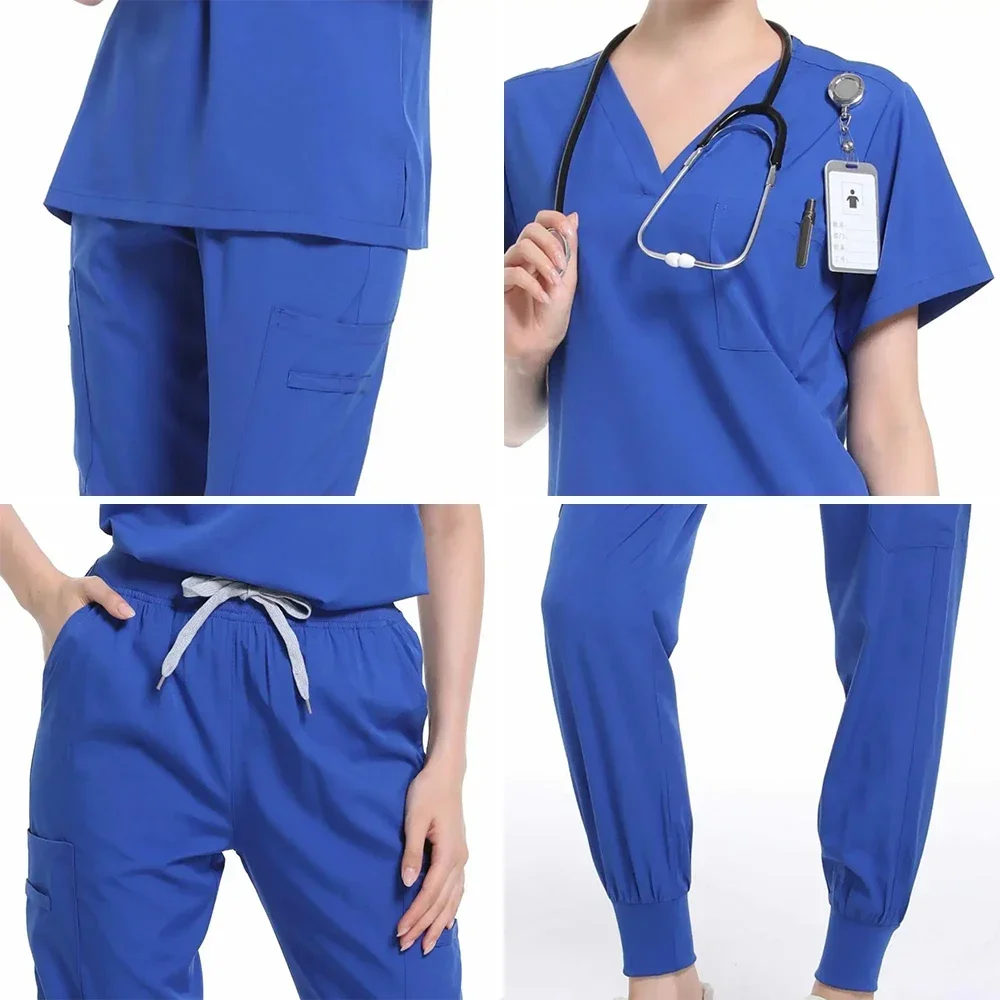 Uniforme d'hôpital à manches courtes pour médecin, spa, salon de manucure, clinique dentaire, ensemble médical trempé, beauté pour animaux de compagnie, accessoires d'infirmière vétérinaire, court