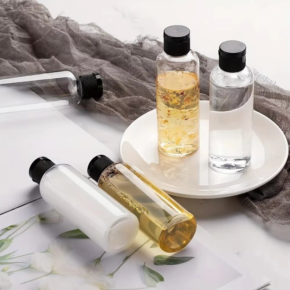 5PCS 50ML 리필 가능 빈 플라스틱 투명 병 플립 캡 휴대용 스퀴즈 샴푸 컨디셔너 여행 병