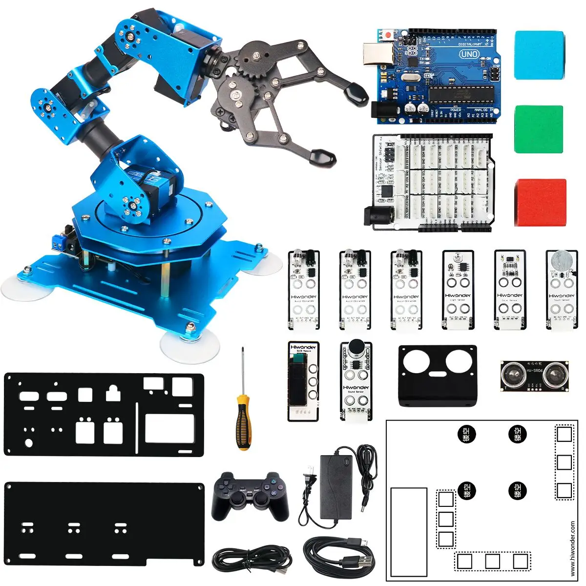 Hiwonder XArmUno Robotic Arm with Arrduino Secondary Development Sensor Kit STEAM Education Equipment