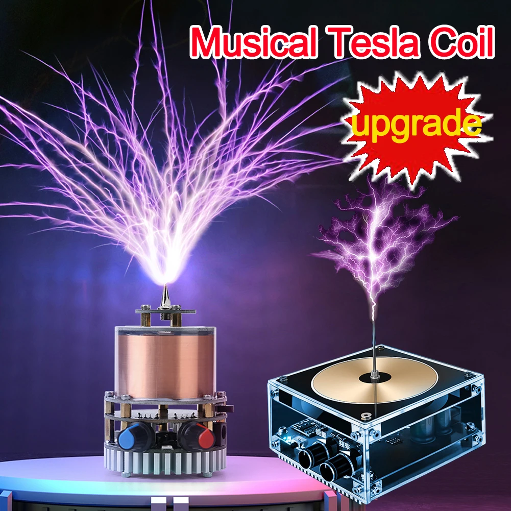 Música Bobina de Tesla Bluetooths-compatível para Bobina de Tesla Alto-falante sem Fio Touchable Gerador de Arco Elétrico Luzes Artificiais