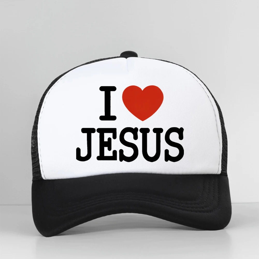 

I Love Jesus Print Mesh Breathable Baseball Cap Unisex Summer Trucker Sun Cowboy Dad Hat