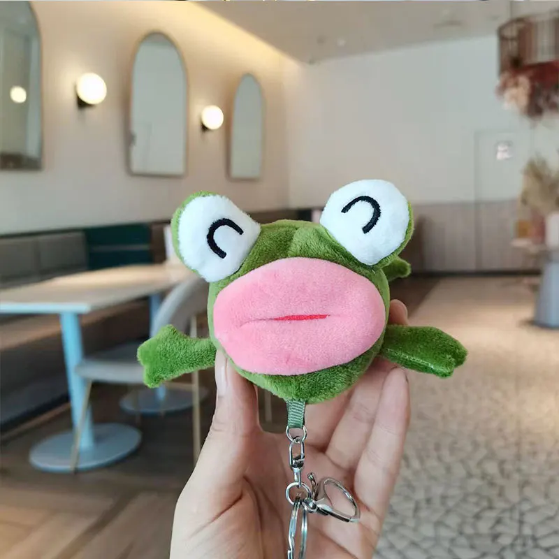 8cm Cartoon Red Lip Frog Peluche bambola zaino zainetto ciondolo morbido Peluche rana Peluche portachiavi Boutique bambola all\'ingrosso