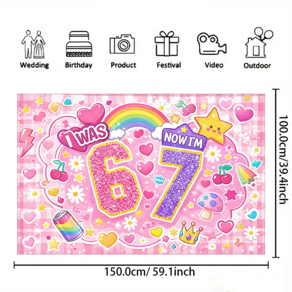 2D Flache Farbige Zahlen ICH BIN JETZT 6, WAR EHER 7 - Themen-Dekoration für Jungen- und Mädchen-Geburtstagsfeiern, Party-Hintergrund, Partyzubehör, Deko-Banner – Detail 6