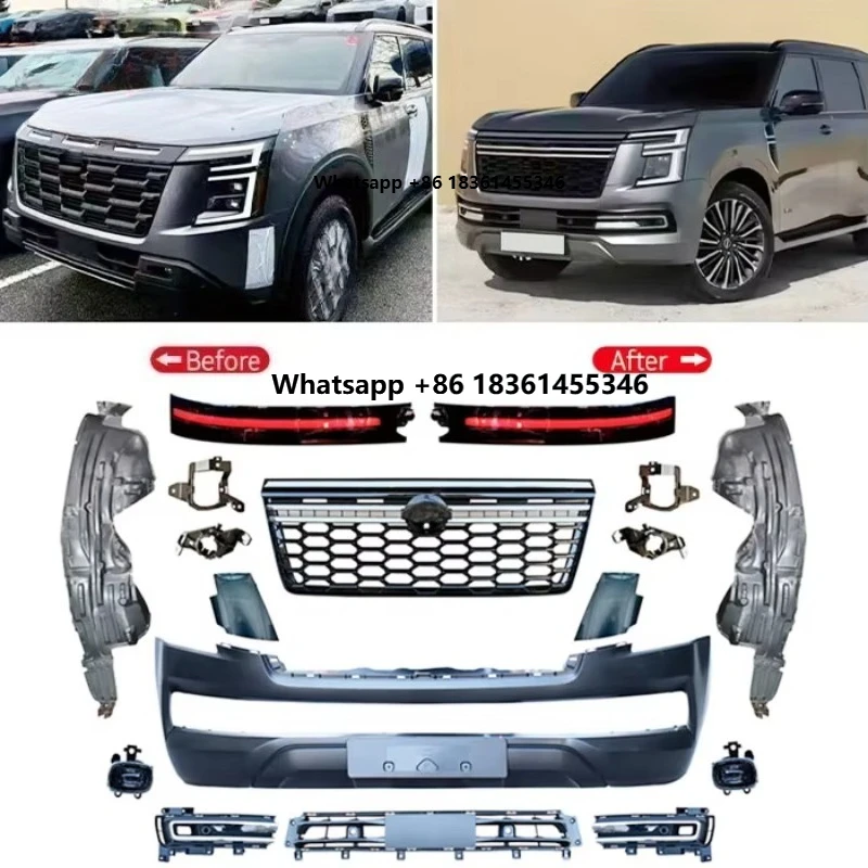 

For Patrol 2025 2024 Y63 Low to High Bumper Grille Fog Hot Selling Modification Body Kits Front Bumper Kits