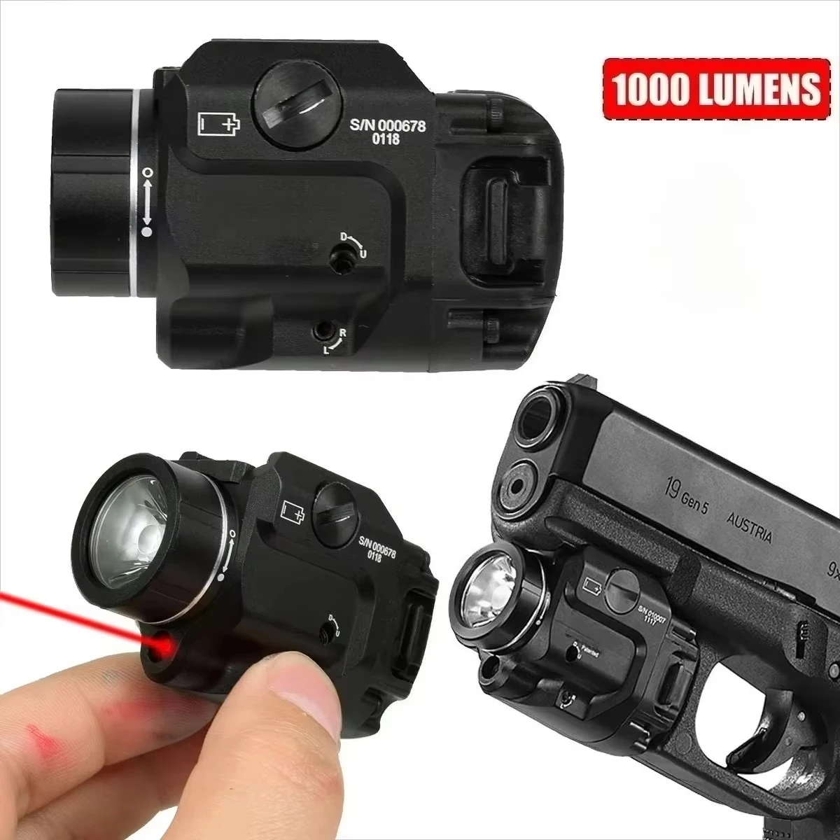 Taktische 1000-Lumen-LED-Taschenlampe 1 7 7X 8 Scout für Glock 17 19 1911, für Taurus G2c G3C, passend für 20-mm-Schiene – Detail 1