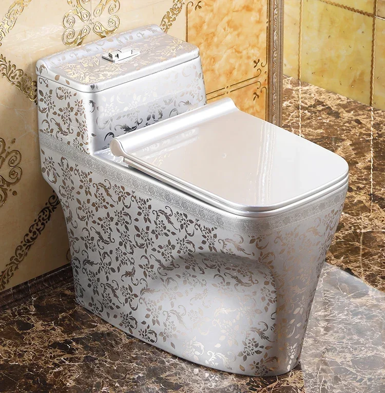 A Household creative Nordic retro flush toilet silver toilet siphon water-saving deodorant