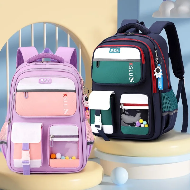 British Kids Backpack Primary Students School Bags Boys Girls Casual Clashing Colors Rucksack Large Waterproof Durable Book Bag