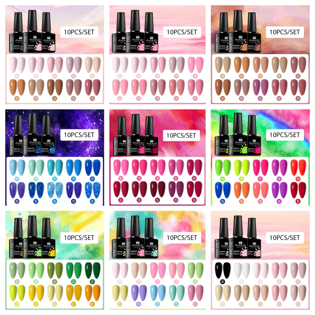 

MSRUIOO 10Pcs Gel Nail Polish Set Nail Supplies Colorful Pink Red Nude Colorful Nail Art Gel Nails Long Lasting Manicure Kits