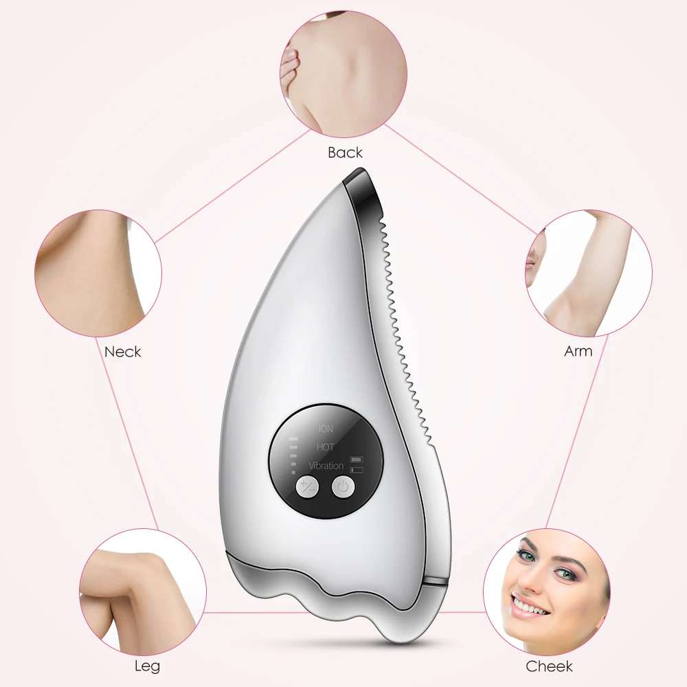 Electric Face Lift Guasha Scraper Board Body Scraper EMS Hot Compress Vibration Facial Lifting Slimming Relax Massage  fast ship