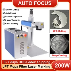 200W Auto Focus Fiber Laser Marking Machine 100W JPT Mopa Fiber Laser Engraver for Engraving Cutting Jewelry Gold Silver Metal