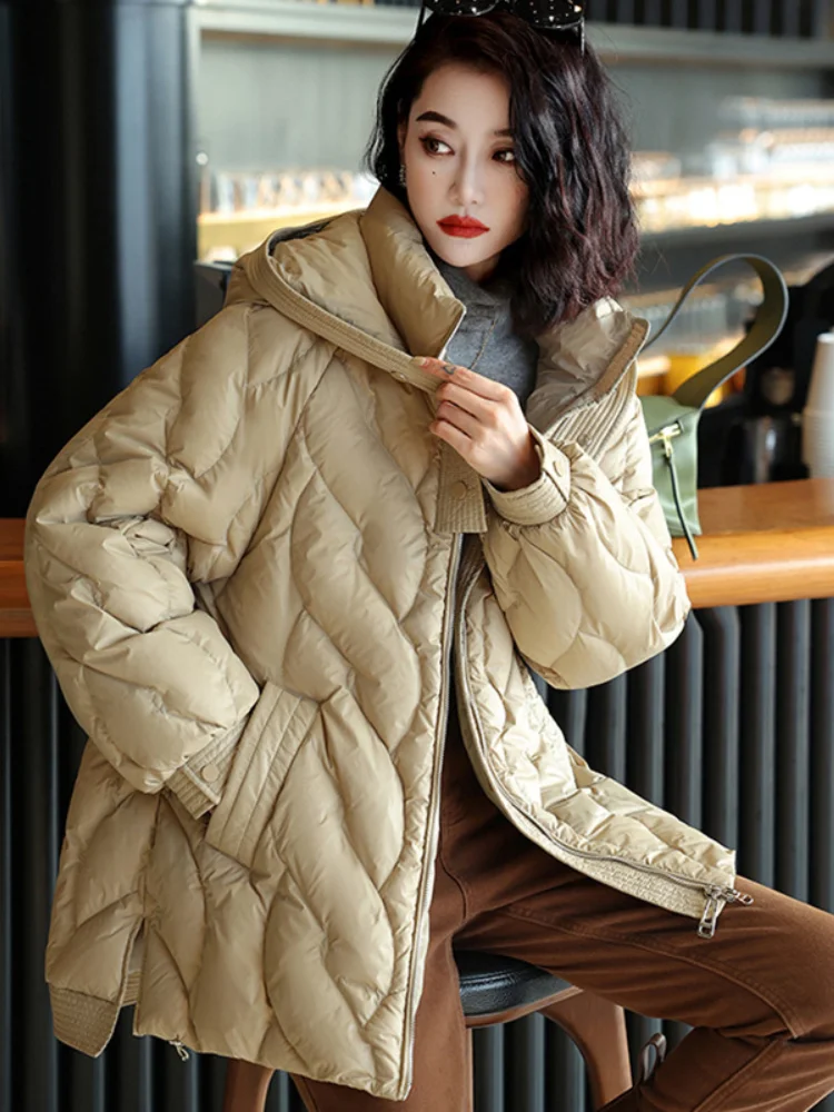 Winter Long Down Jacket Loose Hooded Warm Jacket Women\'s Down Jacket Thickened 90 Duck Down Street Fashion Leisure Parkas