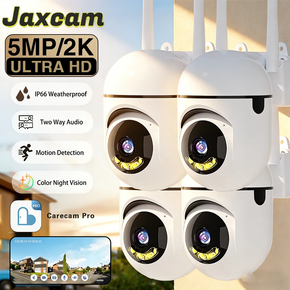 5MP HD Camera 355° Surveillance Camera Full Night Vision Motion Detection Siren WiFi Remote Two-Way Audio Carecam Pro