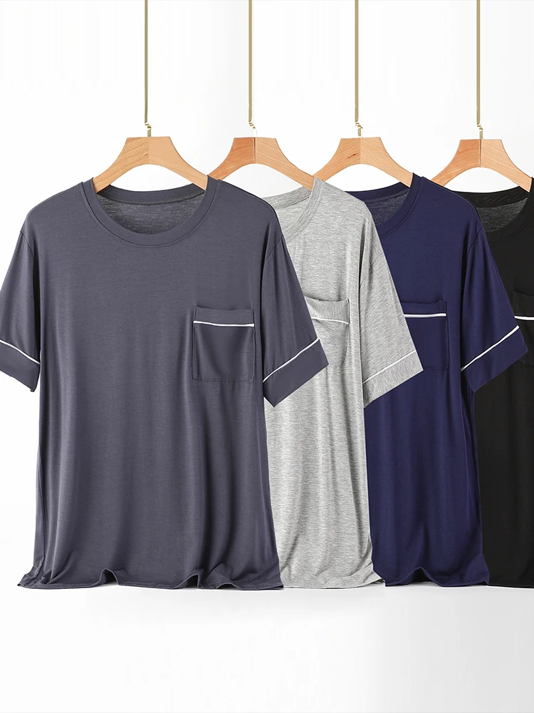 

Мужская футболка из модала ort Sve, летняя тонкая домашняя свободная повседневная верхняя одежда с базовым слоем, большой размер ket irt Simple Sle