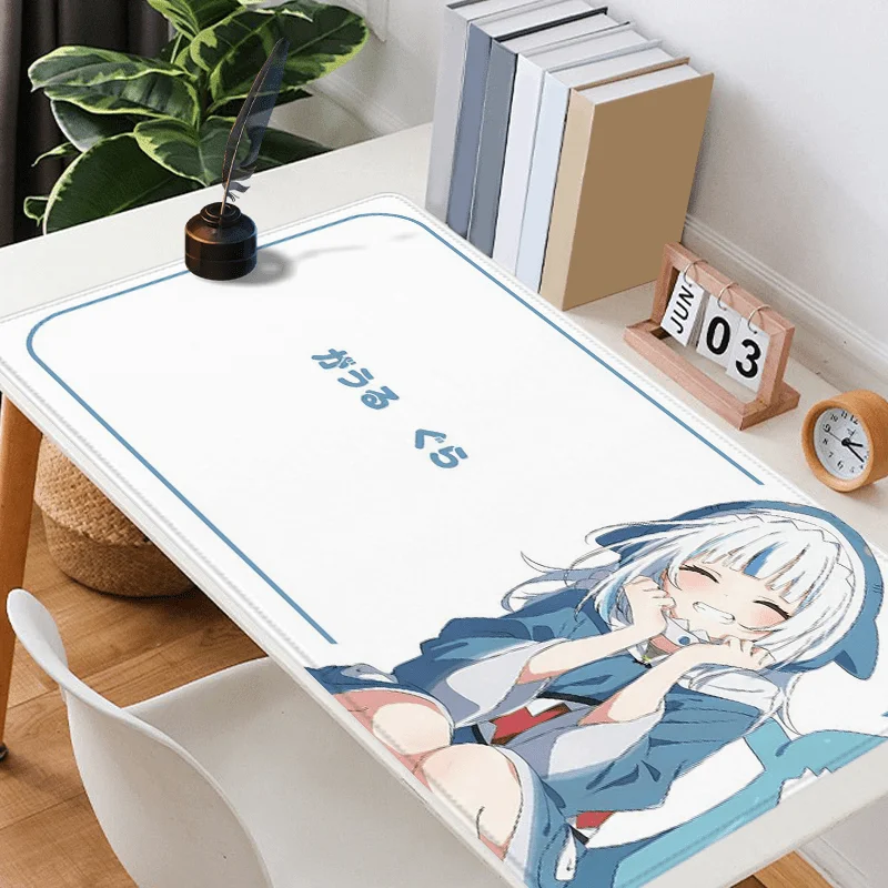 Extra Large Cute Shark Hoodie Girl Anime Gura Gaming Desk Pad Non-Slip Rubber Desk Mat Offices Accessories Setup Mousepads