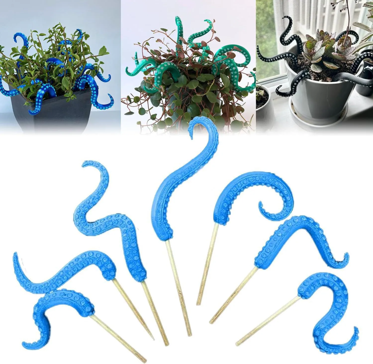 Set of 7 Sea monster Tentacles octopus 7-piece flower pot ornament