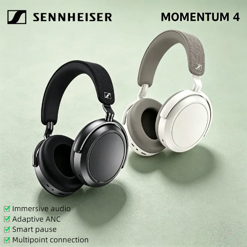 Sennheiser MOMENTUM 4 Wireless Headphones Adaptive Noise Cancelling 60H Battery BT 5.2 OverEar Foldable Headset Mic Elite