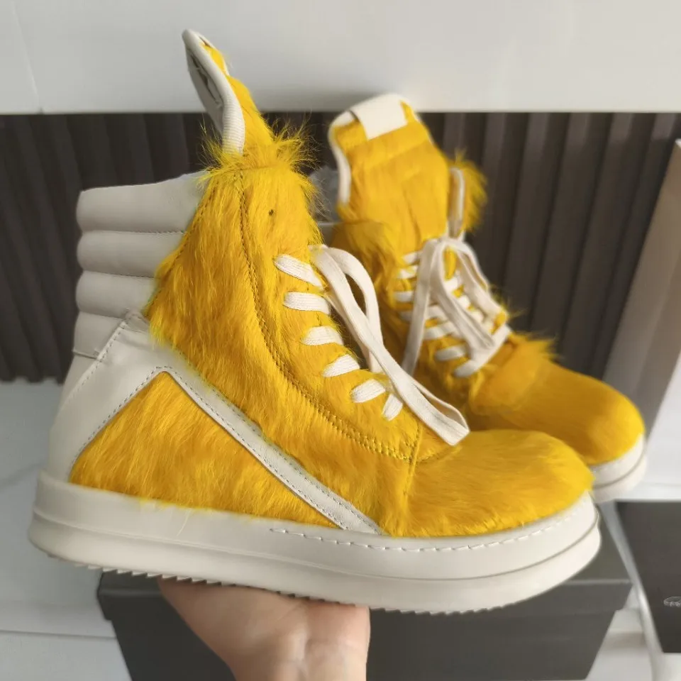 أحذية رجالية من شعر الخيل منصة غير رسمية للنساء أحذية رياضية عالية الجودة من الجلد أحذية رياضية فاخرة بأربطة وسحاب مصمم للرجال #2