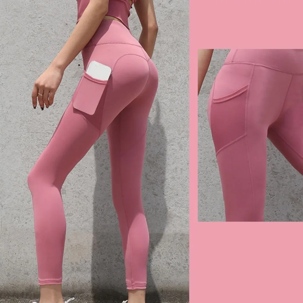 Gym Mesh Pocket Yoga Pants High Waist Stretchy Fitness Pants Quick Drying Hip Lifting Sports Pants Fitness