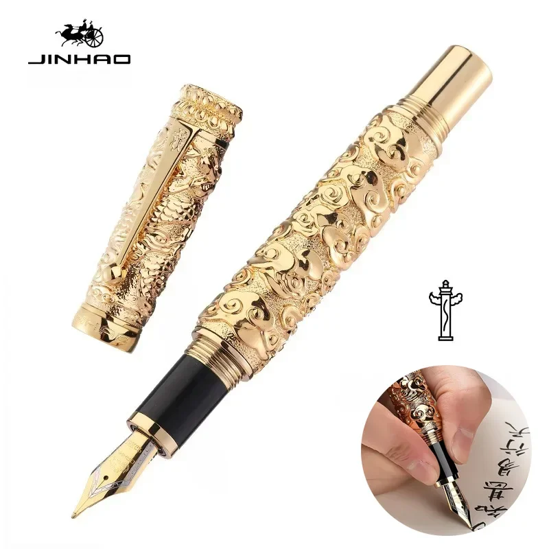 

Jinhao Golden Ornamental Column Fountain Pen 1.0/0.5mm Elegant Luxury Collection Ink Pen Writing School Supplies Stationery