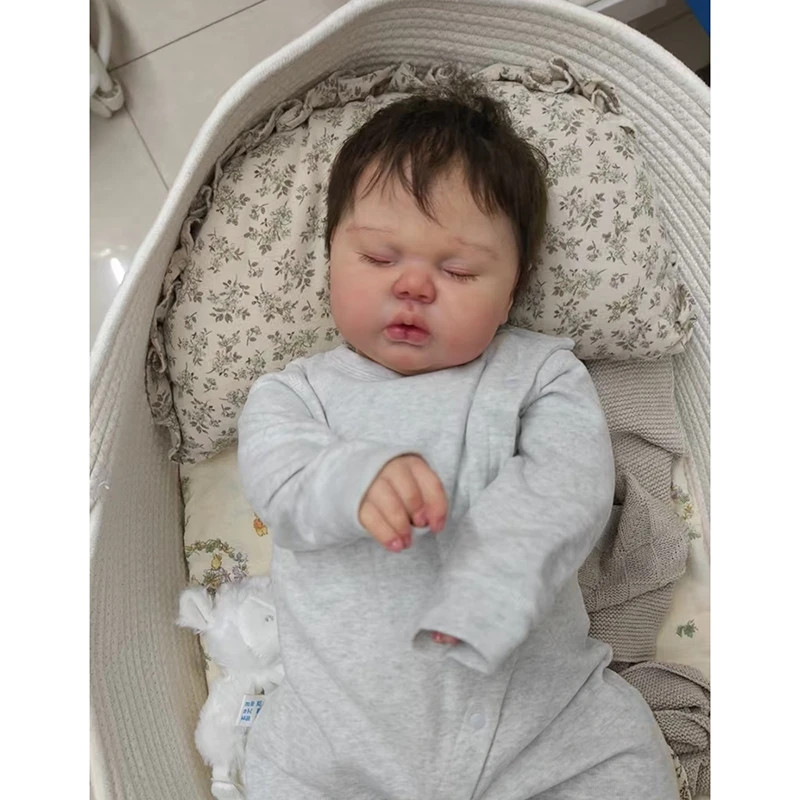 24Inch Wearing gray long sleeved jumpsuit Pickle Multiple Layers Painting 3D Skin Reborn Doll With Visible Veins Hand Root Hair