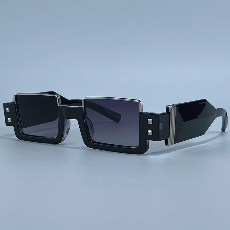 Vintage Gothic Steampunk Rechteckige Sonnenbrille für Herren 2026 – Luxusmarke, kleine Punk-Sonnenbrille für Männer mit breiten Bügeln, Retro-Schattierungen – Detail 11