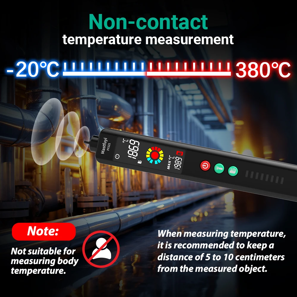 MASTFUYI FY121 Handheld Digital Multimeter Electrician\'s Multimeter, Intelligent Measurement of DC/AC Voltage Resistance