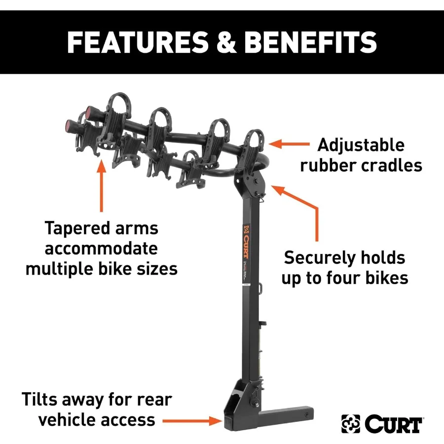 حامل حامل الدراجة ذو وصلة مقطورة ممتازة 18064 يناسب جهاز استقبال 2 بوصة لنقل آمن ومريح لـ 4 دراجات في فاريو #3