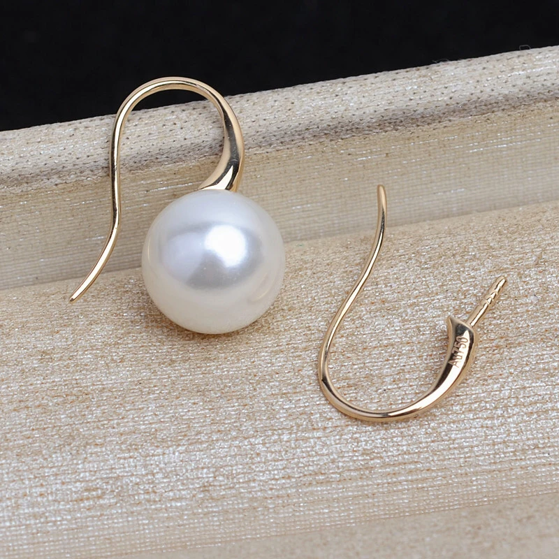 18K Yellow Gold AU750 Earrings Mountings Findings Mounts Base Jewelry Settings Accessories Part for 7-10mm Pearls Stones Beads