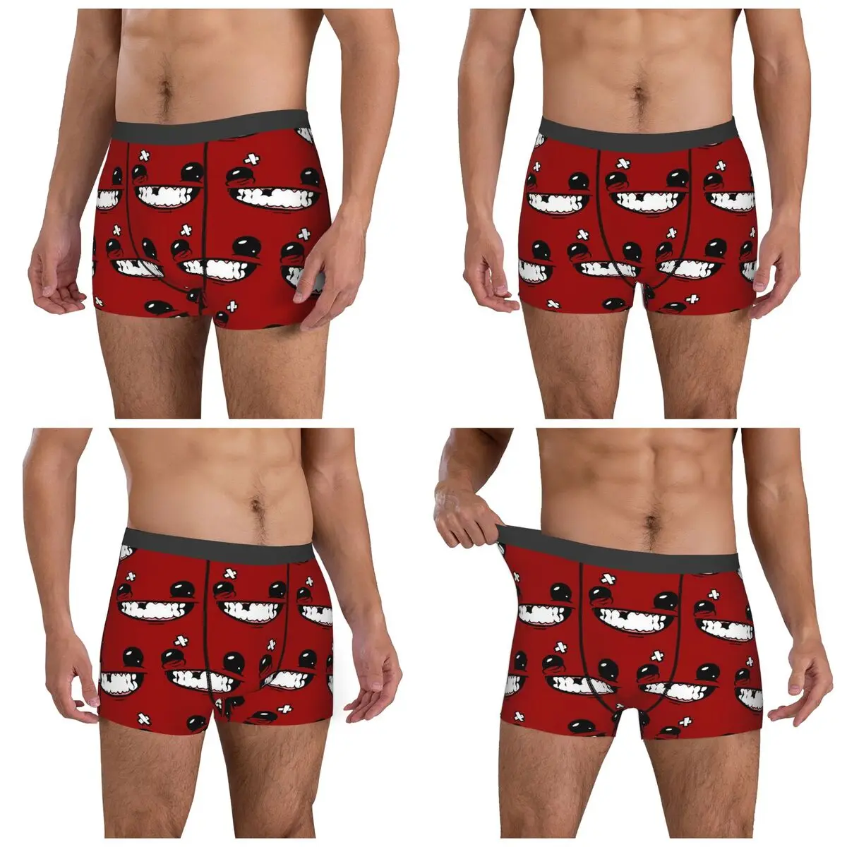 Boxer Underpants Shorts Supermeatboy Logo Super Meat Boy Logo Game Fresh Red Sexy Panties Men's Breathable Underwear Man Gift