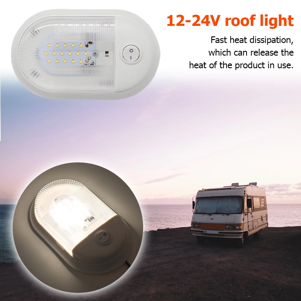 

24 LED Interior Dome Light Lamp with Independent Switch for RV Marine 12-24V
