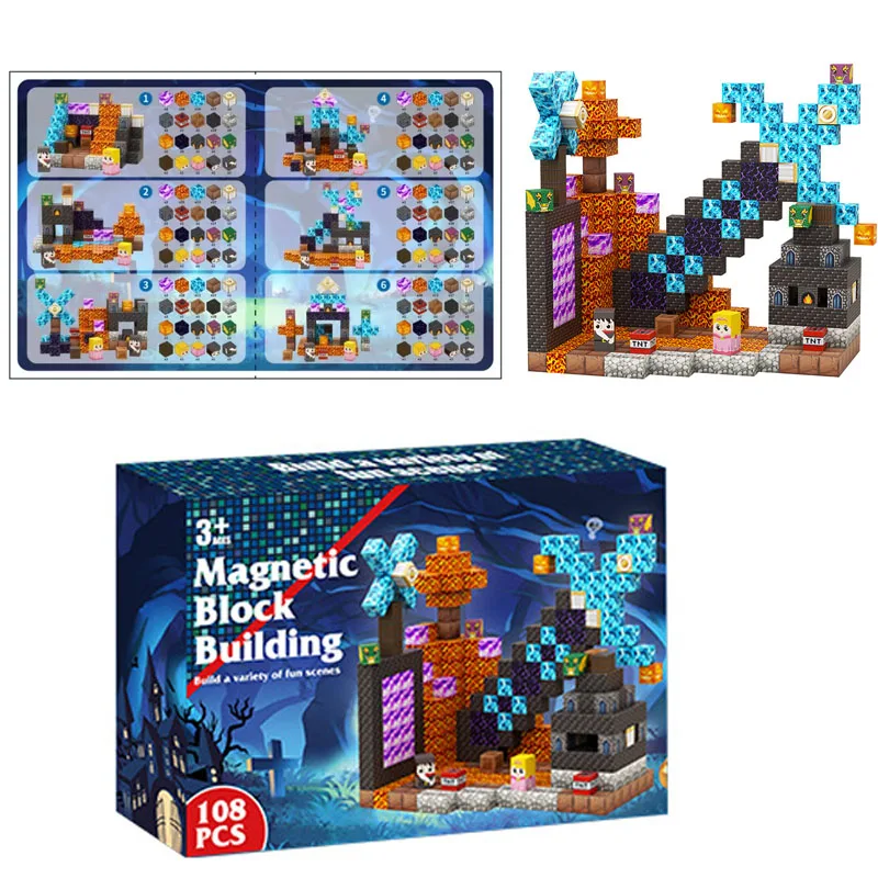 Bildung 3D Puzzle Magnetische Blöcke Gebäude, DIY Dreidimensionale Blöcke Montessori Magnetische Bausteine Weihnachtsgeschenk