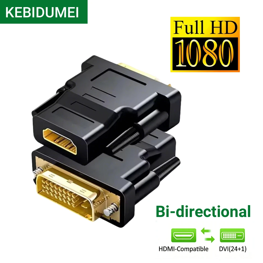 1080P DVI to HDMI-Compatible Cable Adapter DVI Male to Female Bi-directional Connector Converter for PS3 Projector Laptop TV Box